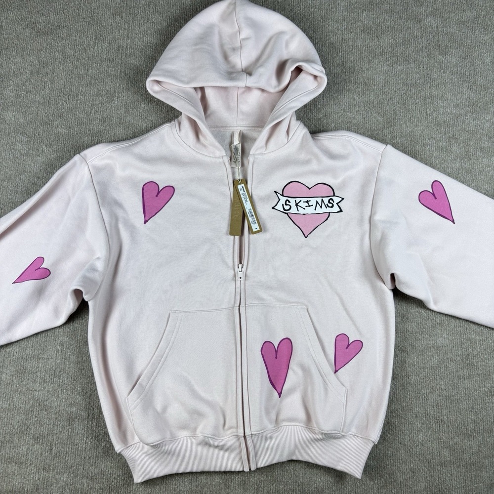 NWT SKIMS Cotton Fleece Barely Pink Angel Hoodie Pants Set Women's S Pink - Picture 13 of 16